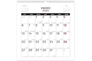 GRUPO ERIK Calendario 2025 pared en Español - Calendario pared con fases lunares, Planificador mensual: Con espacio para anotar, espiral y gancho (30x30 cm)