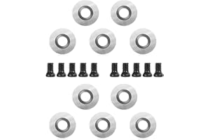 AYYDS 10 Stück Rund Hartmetall Wendeschneidplatten für Drehmeißel, CNC Hartmetall Einsatzschneider für Holz Drechselwerkzeug mit M4 Schrauben, Hartmetalleinsätze (12mm)