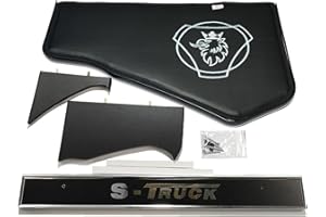 KRAM-TRUCK Estantería para Salpicadero Cubierta Bordada Suave Estante TV para Cabina de Camión Compatible con SCANIA S/R Desde 2017 Espuma de 10 mm Resistente a la Piel Sintética Negro
