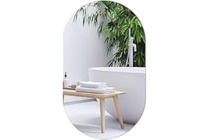 TSKDKIT Oval Wall Mirror 50 x 30 cm Stick On Mirror for Walls, Self Adhesive Frameless HD Glass Mirrors for Bathroom, Hallway, Bedroom