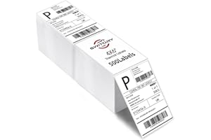 Switory Thermal Labels, 4x6 Inch Fanfold Direct Shipping Label with Perforated and Strong Adhesive Mailing Stickers Paper Thermal Printer Sticker for Printing All Courier Shipping Labels（Pack of 500）