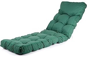 Alfresia Sun Lounger Replacement Cushion – Garden Sun Lounger Cushion, Classic Style, Tightly Packed Crumb Foam Filling, Use Chairs and Outdoor Furniture (Green)