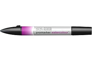 Winsor & Newton 0201398 ProMarker Markery akwarelowe - 2 końcówki, pędzelek i cienka końcówka, odporne na światło, wysoko pigmentowane akwarele do kaligrafii, rysunków - Mauve