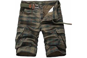 iCKER Mens Multi-Pocket Cotton Shorts Camo Cargo Shorts Loose Fit Camouflage Short