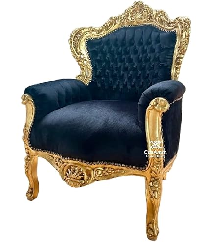 Fauteuil Rococo Vintage Chaise style Baroque siège rembourrée confortable neuf