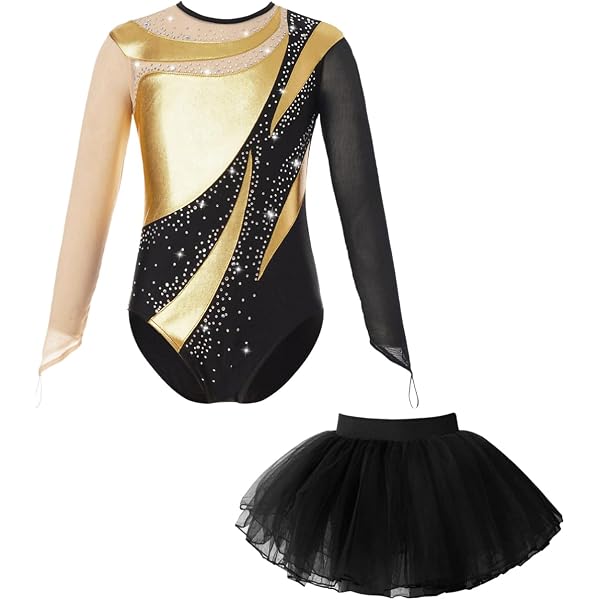 Ranrann Femme Robe Patinage Artistique Strass Manches Longues Justaucorps Gymnastique Danse Brillant Costume Spectacle Compétition A Ranrann Femme Robe Patinage Artistique Strass Manches Longues Justaucorps Gymnastique Danse Brillant Costume Spectacle Compétition A