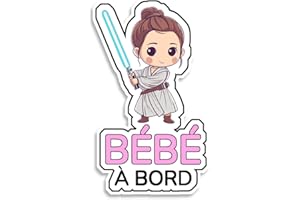 BRATIKI Autocollant Bébé à Bord pour Voiture - Bébé Jedi Fille 19 x 11 cm, Sticker Bébé à Bord Résistant & Étanche, Signal de Sécurité Bébé à Bord pour Alerter les Conducteurs