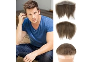 Lordhair Parrucca Uomo PU Frontale,100% Remy Human Hair per Protesi Capelli da Uomo,Toupee European Human Hair Pieces For Men