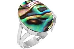 Jeweloporium 925 Sterling Silber Handgemacht Ring for Frau 12 x 16 Oval Edelstein Boho Silber Schmuck for Gift (99029_R)