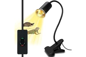 LQUNFYL Lampe Chauffante Tortue avec 240CM Câble Lampe Reptile Lampe Chauffante Terrarium Lampe uv Tortue d'eau 360°Spot Réglable Support Lampe Terrarium avec Interrupteur à Bouton Poussoir pour Lézard