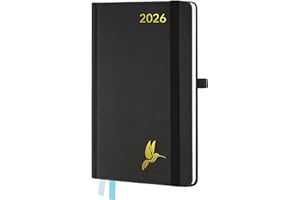 FEKSINO Agenda De poche 2026 Semainier A6-18 x 9,8 cm, D'Jan 2026 à Déc 2026-12 Mois Scolaire Professionnel 2026 Semainier avec, Couverture Rigide en Cuir PU,Noir