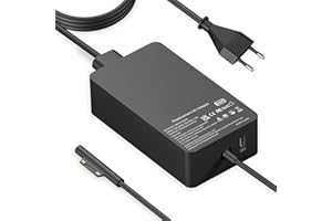 YBXYJQT Chargeur 65W Compatible avec Microsoft Surface Pro 11 10 9 8 7+ 7 5 4 3, Surface Laptop 7 6 5 4 3 2 1, Surface Book 3 2 1, Surface Go 1 2 3 Adaptateur Secteur avec Un Port USB et Un câble