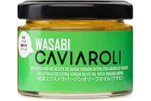 Caviaroli | Popping Boba d'Huile d'Olives Extra-Vierge Aromatisée au Wasabi - Perles d'Huile Gourmet Idéal Pour l'Assaisonnement et les Apéritifs | 50 g