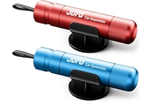 JUFO 2 packs Car Escape Tool with Seat Belt Cutter Emergency Car Window Breaker Escape Safety Hammer (Red+Blue)