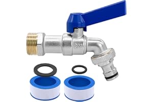 AIMEKE 1/2 Zoll und 3/4 Zoll Wasserhahn Garten Messing Kugelhahn Aussen Frostsicher -20℃ Auslaufhahn Hitzebeständig 120℃ Außenwasserhahn mit Schlauchanschlüsse (Blau-B, 3/4 Zoll)