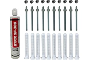 BATIFIX Schwerlast-Montageset I M10x130 Ankerstangen verzinkt + Siebhülsen inkl. Injektionsmörtel und Hutmuttern I Schwerlast-Anker I Schwerlast-dübel (Verzinkter Stahl, M10 x 130 mm)