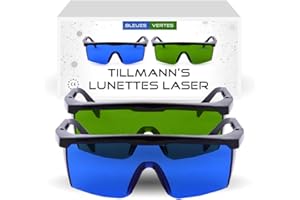Tillmann's Lunettes Laser - Deux paires de Lunettes de Protection contre la Lumière Pulsée - Avec un petit sac-étui - A porter lors de l'épilation au laser et lors de manipulation de techniques IPL