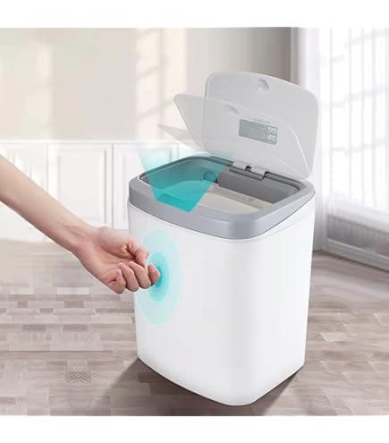 Versen Pattumiera Con Sensore Di Movimento 50L - Automatica Touchless A Chiusura Lenta - Plastica Bianca - 6