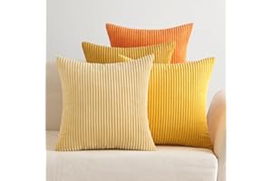 EMEMA Poszewka na poduszkę, aksamitna, sztruksowa, ozdobna, na sofę, fotel, do domu, sypialni, 45 x 45 cm, seria pomarańczowa, 4 sztuki