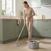 Deconox Cool Mop Temiz ve Kirli Su Ayıran Otomatik Temizlik Seti - Su Tahliyeli, Paslanmaz &Ccedil;elik Saplı Mikrofiber Kare Paspas