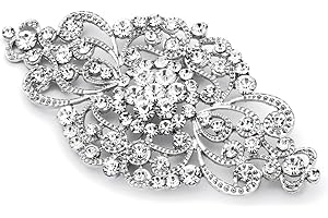 ZKGYUS Broche de Flor de Cristal para Novia, Corona de Cristal Plateado, Broche de Flor de Boda Vintage, Cinta de Flores Decorativa a la Moda, Regalo de Fiesta Nupcial