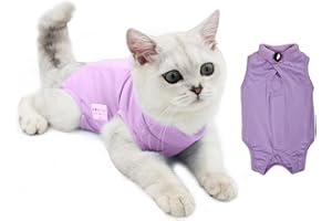 CATIME Recovery Suit Katze, Katzenbody Nach Op, Kegel E Halsband Alternative, Haustiere Chirurgie Suits, Welpenschutzkleidung, Cat Chirurgischer Erholungsanzug für Bauchwunden oder Hautkrankheiten (M, lila)