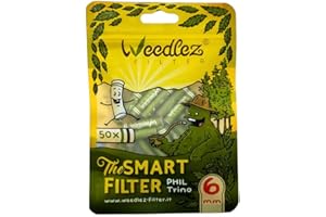 MISTER CANAPA Filtry z węglem aktywnym i celulozą - 6,2 mm - Weed (50) (zielony)