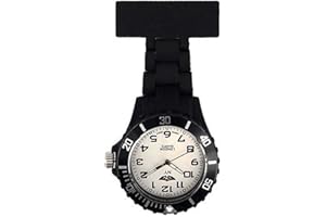 Prince London NY New York Rubberised Plastic Nurses fob Watch with pin - Black with White face