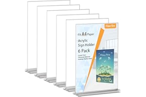 Flow fire 6 Stück Acryl A4 Tischaufsteller, T-Ständer Aufsteller, A4 Werbeaufsteller Preisschilder Ständer für Restaurant, Menükarte, Theke