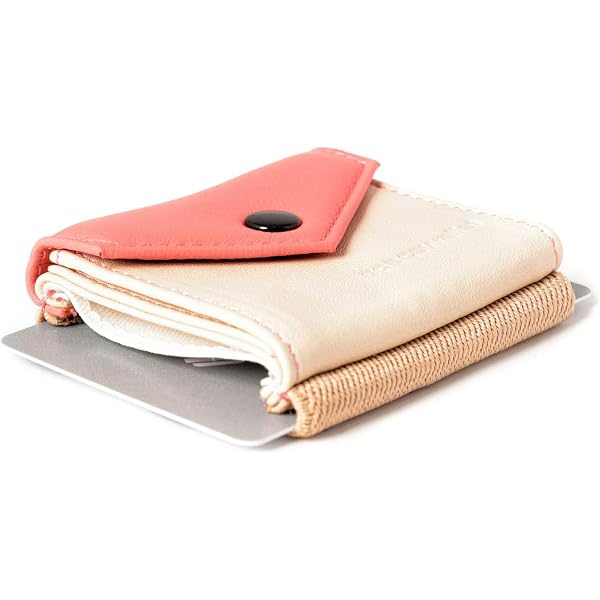 Piccolo portafoglio pratica, sottile, leggero, compatto, 5,5 cm x 7 cm, Vera Pelle - Space Wallet 2.0 Pull con tasca a moneta - Tessuto elastico - Piccolo portamonete I Marrone