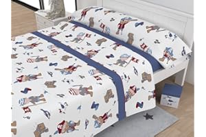Liniva Home - Juego de Sábanas Infantiles Algodón/Poliéster - Modelo Pirata (105 cm)