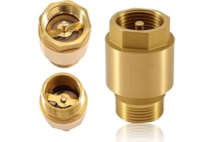 BEATIFIC 1 Zoll Messing Rückschlagventil, 1" AG x 1" IG, DN25 Rückflussverhinderer mit Innengewinde und Außengewinde, 1 Zoll Vertikales Messing Rückschlagventil, Rücklaufventil für Pumpe, Garten