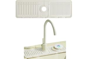 Jastown Tappetino per Rubinetto in Silicone,Rubinetto lavandino Splash Guard,Tampone di drenaggio per rubinetti,Vassoio antigoccia per la Cucina Il Bagno e Il Bar (Beige)