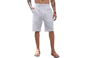 CTU Herren Leinen Shorts Baumwollshorts Elastische Taille Lässige Yoga Sommer Shorts Kurze Strandhosen