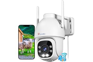 ctronics 3G/4G LTE Telecamera con Sim Esterno, 360° PTZ IP Videocamera Sorveglianza, Visione Notturna a Colori 30M, Rilevamento Umano, Tracciamento Automatico, Audio Bidirezionale, IP66, Bianco