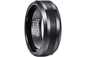 NUNCAD 8 mm Anello Uomo/Donna Nero in Tungsteno Spazzolato Opaco, Anello per Fidanzamento Gioielli Regalo Quotidiana, Taglia 14.5-29.75