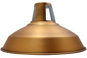 LEDSONE Abat-jour rétro industriel en métal facile à installer pour cuisine, salle à manger, E27 (laiton jaune)