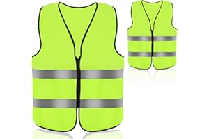 Aerzouser Gilet Jaune Voiture, Gilet Fluorescent de Sécurité, Adapté aux Secours Routiers de Nuit, équipé de Bandes Réfléchissantes de Haute Qualité