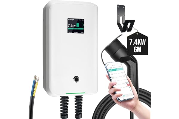 Morec Chargeur ev Type 2 32A 7KW 6M avec APP Prend en Charge la Connexion Standard Bluetooth et WiFi pour la Station de Charge ev Prise IEC 62196-2 Standard