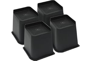 MIIX HOOM 6 Inch Bed or Furniture Risers with L-shaped 4 Inch Opening, 10cm 4 Packs Heavy Duty Bed Lift, Large Bed Raising Blocks Loads up to 2,200 LBs, Sturdy for Table Couch Sofa Bed, Black