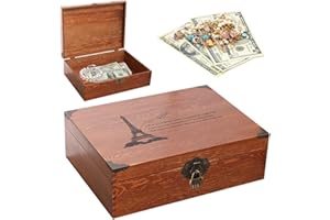 FENGQ Vintage Holz Schatztruhe, Schatztruhe aus Holz mit Zahlenschloss, Holz Aufbewahrung Schatzkiste für Aufbewahren und Dekorieren Geschenke, 22 * 14 * 9.5cm