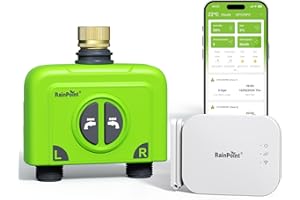 ‎RAINPOINT RAINPOINT Bewässerungscomputer WLAN 2 Ausgänge mit Antennen-Gateway und Messingeinlass Smart Bewässerungssteuerung mit APP/Sprachsteuerung IP65 Garten Automatische Bewässerungssystem, 2x6 Zeitplänen