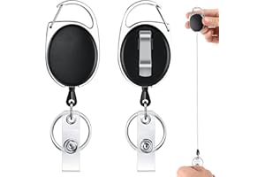 Quelcc 2 Pezzi Portachiavi Retrattile, Portabadge Allungabile, Portachiavi con Corda Allungabile, per Carta d'identità Porta Badge