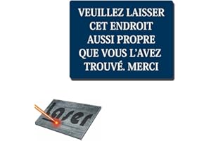 MYGOODPRICE Plaque Gravée Autocollante 20X15 cm"Laisser l'Endroit Propre" Fond Bleu
