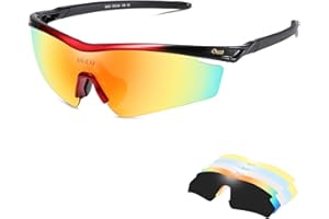 DUCO Polarized Sports Cycling Sunglasses for Men with 5 Interchangeable Lenses for Running Golf Fishing Hiking Baseball 0020