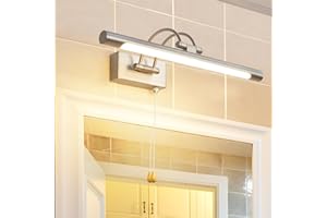 TYhogar LED 8W IP44 Lustrzana lampa ścienna Oświetlenie łazienkowe Niklowe oświetlenie wewnętrzne z przełącznikiem 40cm 3000K Lampy ścienne do obrazów i gablot Regulowane ramię Lampy do czytania