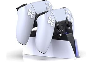 Lioncast Stacja ładująca do kontrolera PS5 z wyświetlaczem LED, szybkie ładowanie, ładowarka kontrolera do oryginalnego kontrolera Sony Playstation 5, akcesoria PS5, bezprzewodowy kontroler Playstation