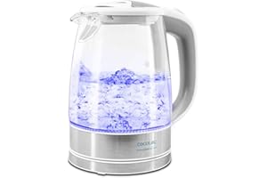Cecotec Bollitore elettrico trasparente ThermoSense 350, 1,7 litri, senza BPA, 2200 W, base 360º, filtro anticalcare, doppio sistema di sicurezza, 1,7 litri, vetro borosilicato