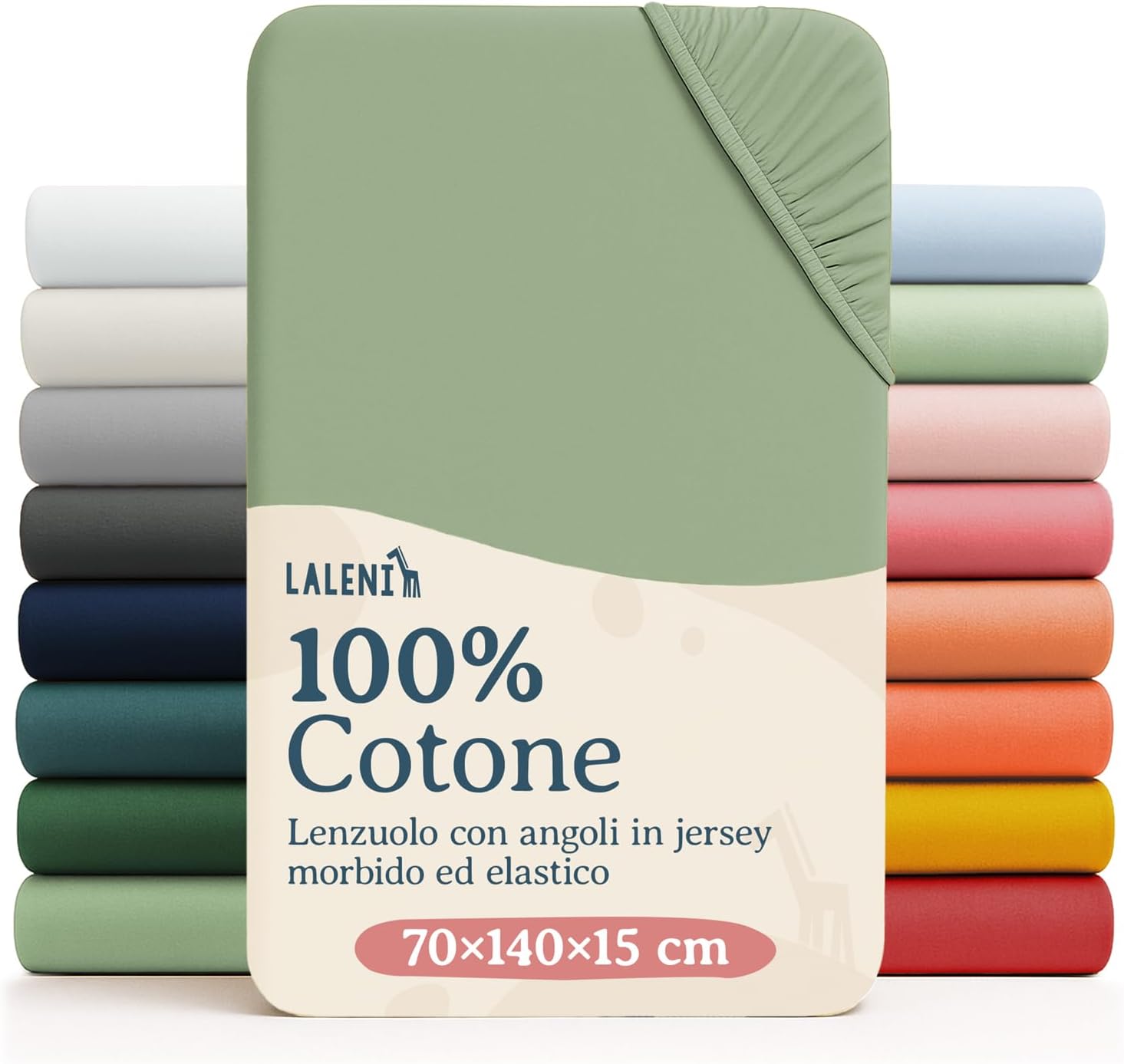 Laleni Sabana Bajera 60to70x120to140x15cm Oeko-Tex - sabanaja Bajera 100% Algodon para Cama de Infantil Simple-Ropa de Cama Infantil - para Cuna Bebe Color Summer Green - Verde