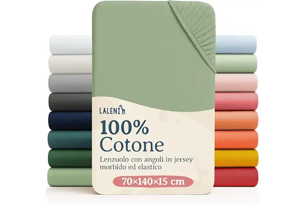 Laleni Sábana Bajera 60/70 x 120/140 cm Bebé Cuna - Sábana Bajera 70x140 cm Cuna certificada Oeko-Tex - Ropa de Cama Infantil 70x140 de algodón 100% - sábana Bajera 60x120 cm bebé en Verde